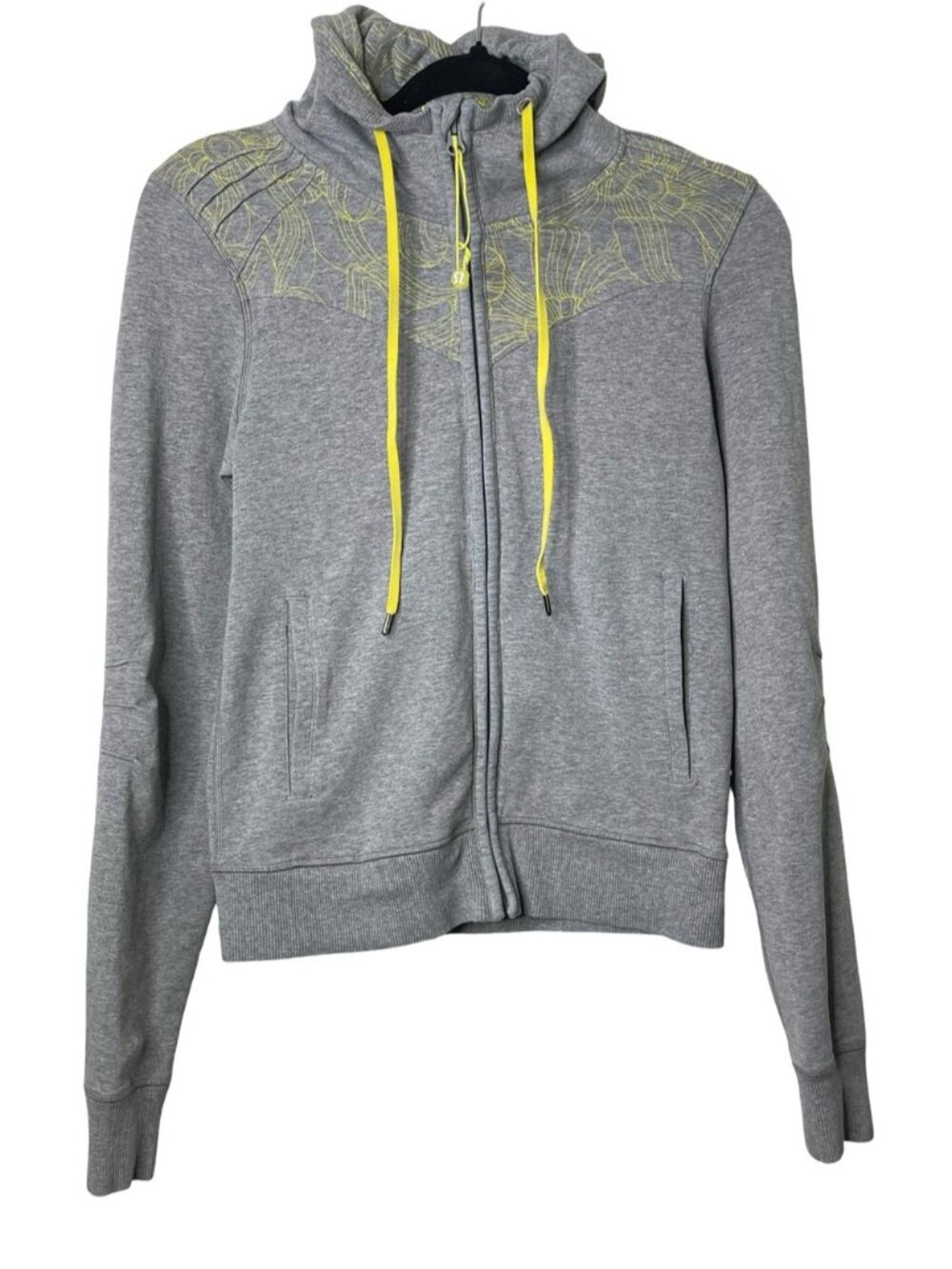 Lululemon Athletica Scuba Hoodie Long Sleeve Yellow Gray Full Zip Size 6